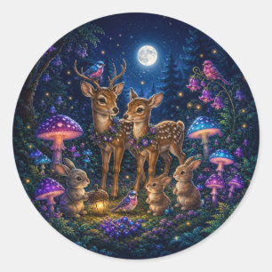 Sticker Rond Amis Magiques de la Forêt de Moonberry Hollow Auto