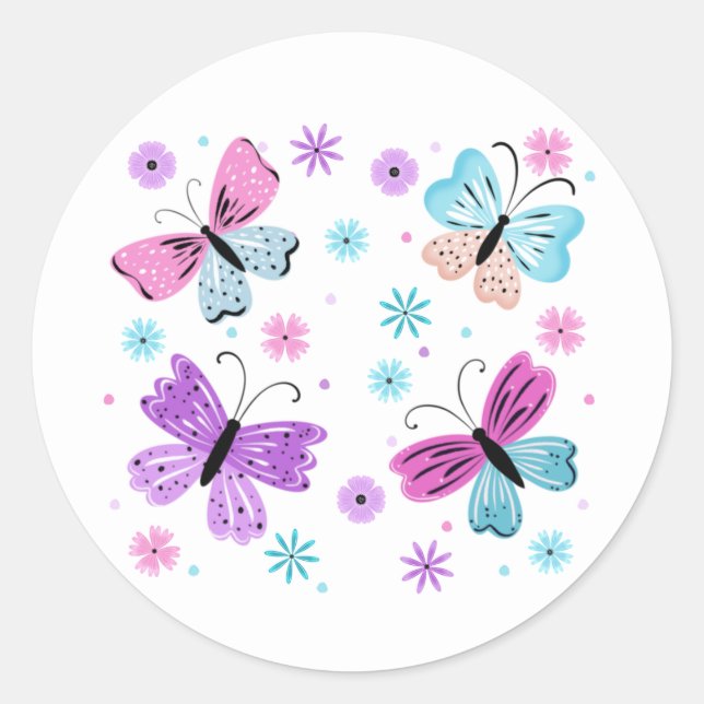 Sticker Rond Amis Papillons (Devant)