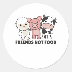 Sticker Rond Amis pas de nourriture Végétal mouton Vache de por