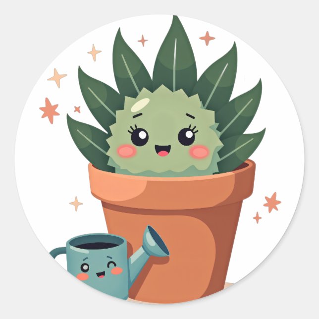 Sticker Rond Amis Succulents (Devant)