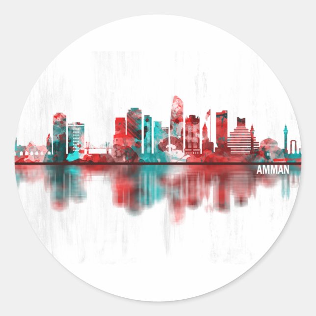 Sticker Rond Amman Jordan Skyline (Devant)