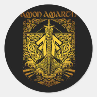 Sticker Rond Amon Amarth Design D'Art Rétro