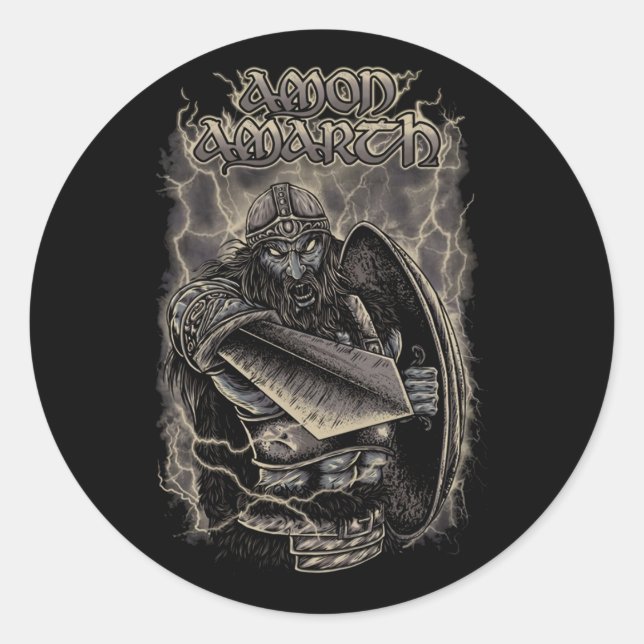 Sticker Rond Amon Amarth Retro Design (Devant)