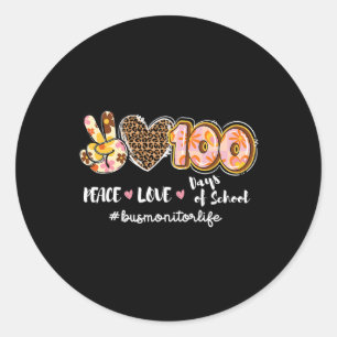 Sticker Rond Amour 100 Jours De L'École Léopard Bus Moniteur Vi