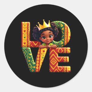 Sticker Rond Amour Africain Américain Jeunes Filles Histoire No