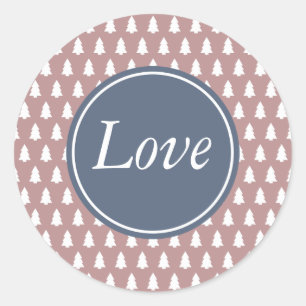 Sticker Rond Amour Arbre de Noël Motif Bleu Blanc Violet Rose