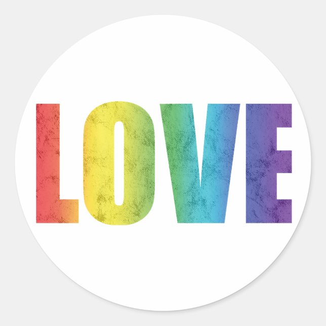 Sticker Rond AMOUR arc-en-ciel (Devant)