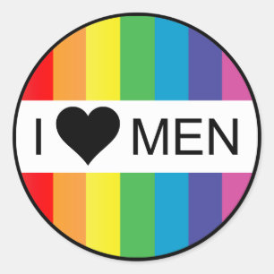 Sticker Rond amour arc-en-ciel. j'aime les hommes.