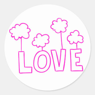 Sticker Rond Amour Ballons Nuages Blancs Et Violets Mariage
