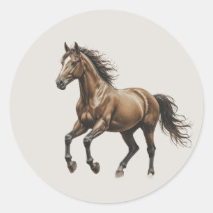 Sticker Rond Amour Beau Mustang Cheval Animal Art