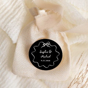 Sticker Rond Amour   Black Illustrated French Bow Mariage