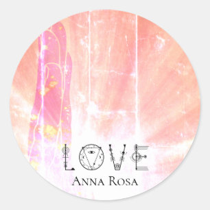 Sticker Rond *~* Amour Blushing Pink Energy Healing Hand Rays