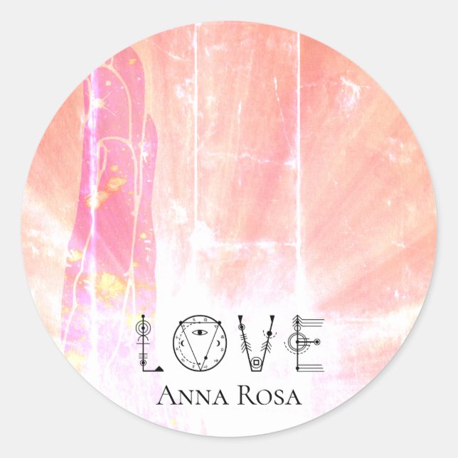Sticker Rond *~* Amour Blushing Pink Energy Healing Hand Rays (Devant)