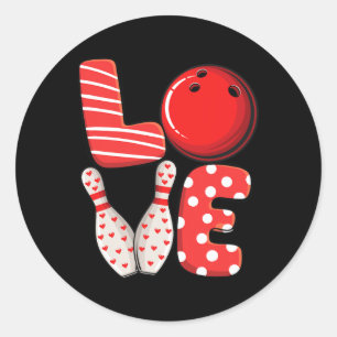 Sticker Rond Amour Bowling Byll Et Pins Groupe Correspondant Va
