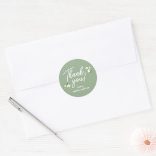 Sticker Rond Amour Bug Floral Sage Vert bébé fille Douche