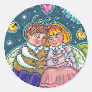 STICKER ROND AMOUR BUGS, FLIX & PLEINE LUNE, CUTE VALENTINE