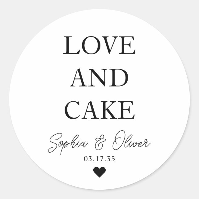 Sticker Rond Amour Classique Simple Et GÂTEAU Coeur Mariage Fav (Devant)