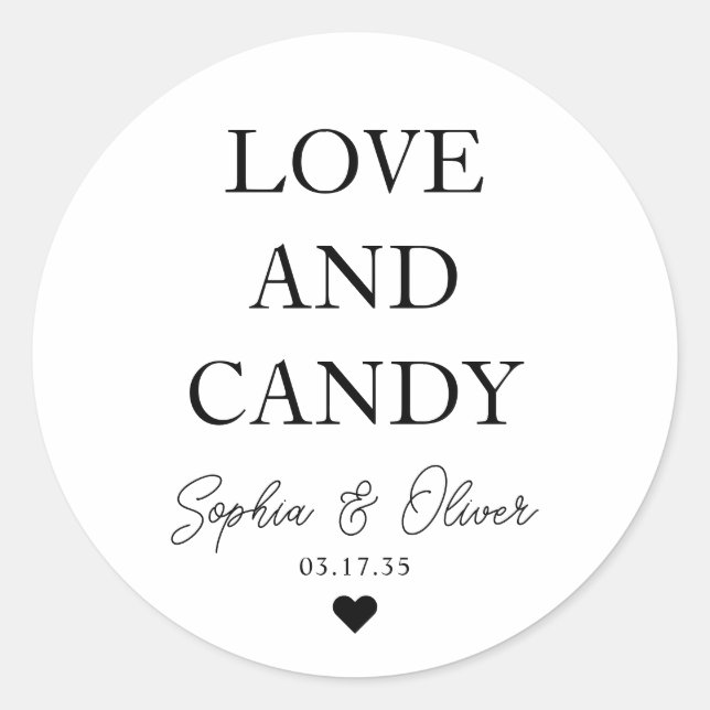 Sticker Rond Amour Classique Simple Et Mariage Coeur Favori (Devant)