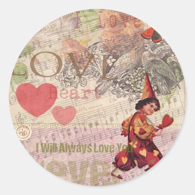 Sticker Rond Amour Coeur coeur amour amour amour amour Valentin (Devant)