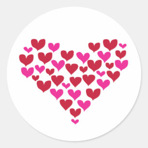 Sticker Rond Amour Coeur rose rouge