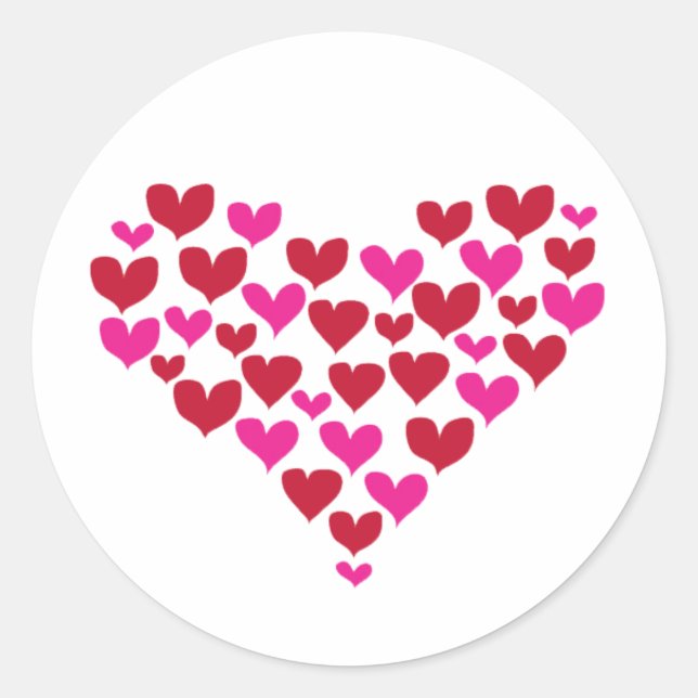 Sticker Rond Amour Coeur rose rouge (Devant)