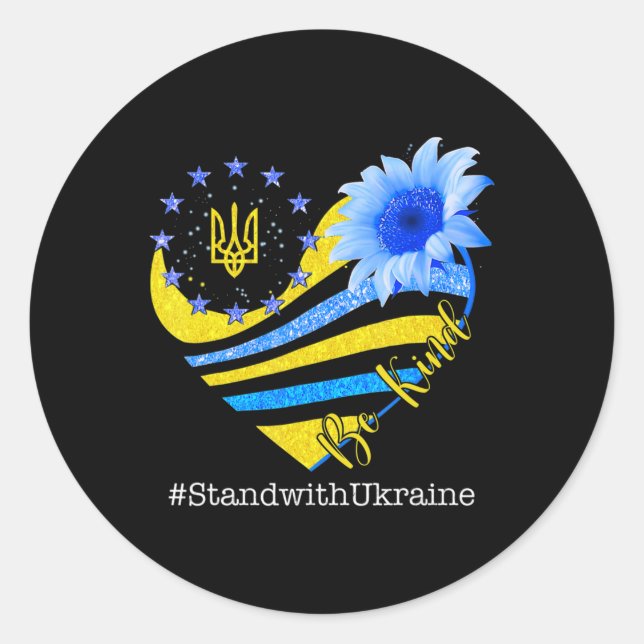 Sticker Rond Amour Coeur Ukraine Soyez Stable Avec Ukraine Ukra (Devant)