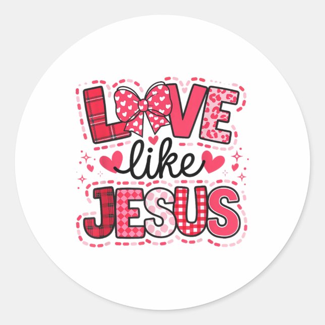 Sticker Rond Amour comme Jésus Coquette Bow Saint-Valentin _1  (Devant)