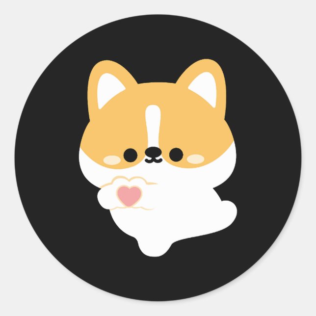 Sticker Rond Amour Corgi (Devant)