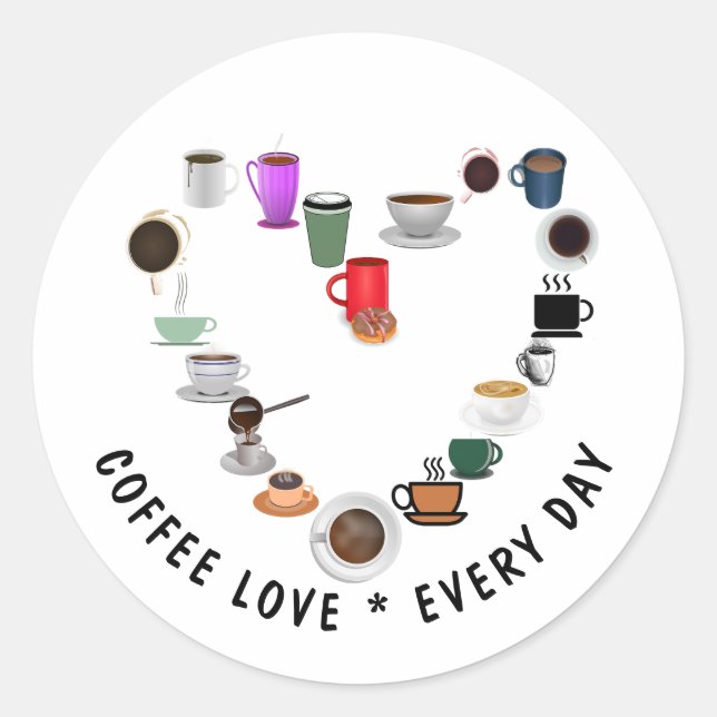 Sticker Rond Amour de café Cœur de café (Devant)