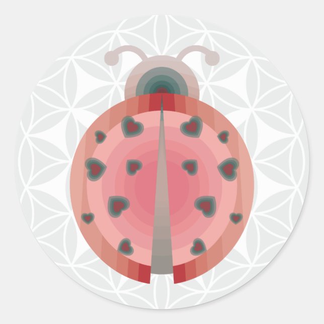 Sticker Rond amour de coccinelle (Devant)