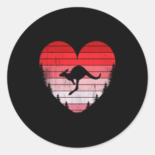 Sticker Rond Amour de coeur de kangourou Saint-Valentin Vintage