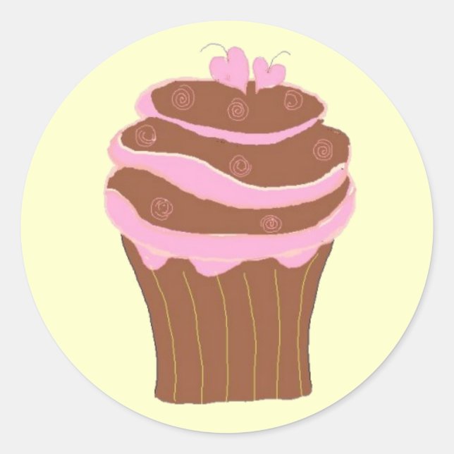 Sticker Rond Amour de Cupcake (Devant)