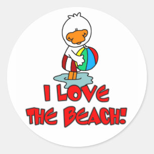 Sticker Rond Amour de Duckie la plage