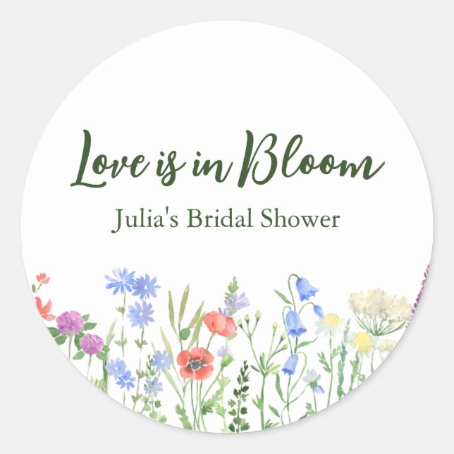 Sticker Rond Amour de Fleur Sauvage Fête de Mariage Shower (Devant)