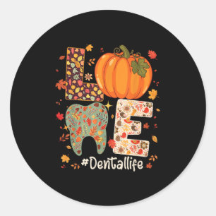 Sticker Rond Amour de la vie dentaire Citrouille Dentiste d'aut