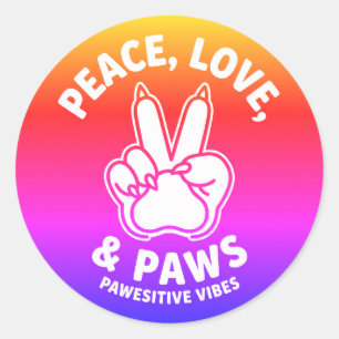 Sticker Rond Amour de Paix et de Pattes Vibes Positives de Chie