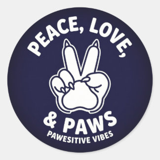 Sticker Rond Amour de Paix et de Pattes Vibes Positives de Chie
