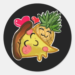 Sticker Rond Amour de pizza d'ananas
