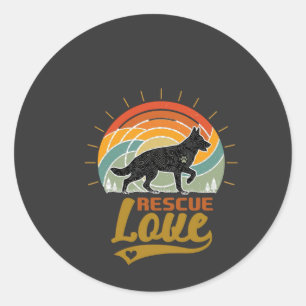 Sticker Rond Amour de sauvetage Chien Arbres Rétro Coucher de s
