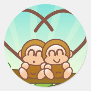 Sticker Rond Amour de singe