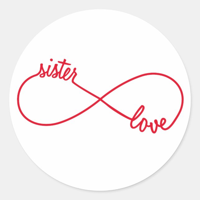 Sticker Rond Amour de soeur, signe d'infini (Devant)