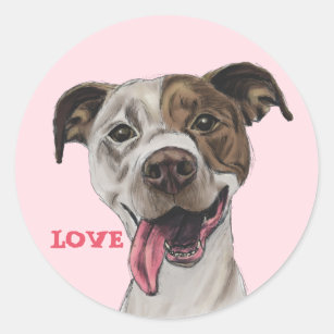 Sticker Rond AMOUR de sourire de dessin de chien de Terrier de