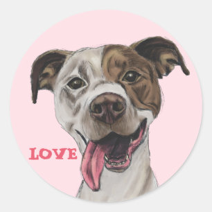 Sticker Rond AMOUR de sourire de dessin de chien de Terrier de
