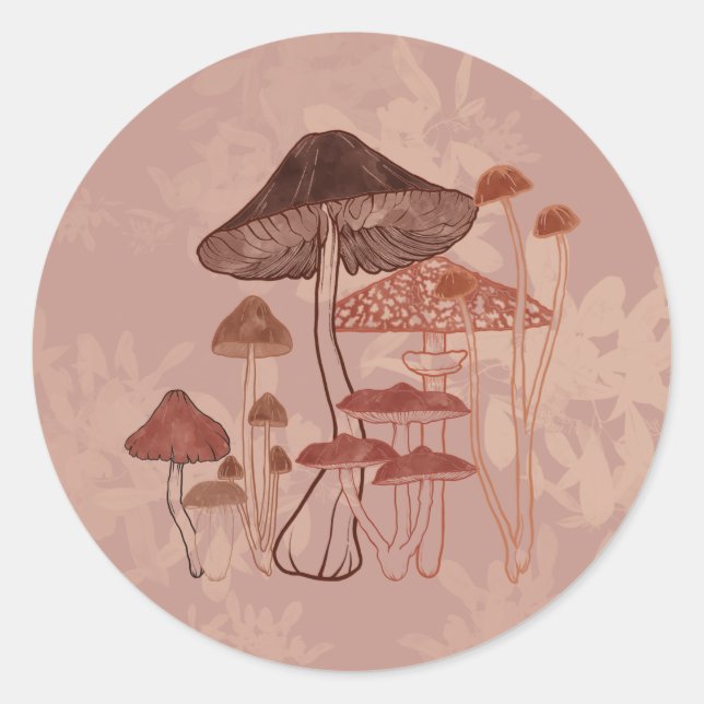 Sticker Rond Amour des champignons (Devant)