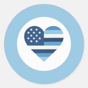 Sticker Rond Amour des forces de l'ordre