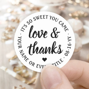Sticker Rond Amour doux & Remerciements Écriture simple blanche