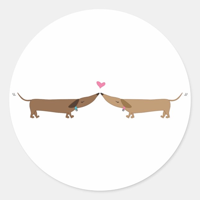 Sticker Rond amour doxie (Devant)