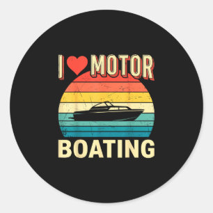 Sticker Rond Amour du capitaine de bateau à moteur ponton lac