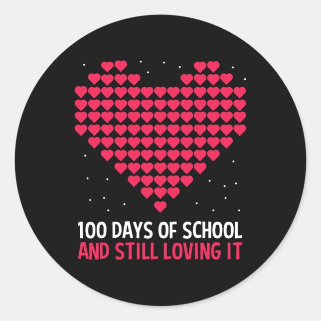 Sticker Rond Amour Du Coeur 100 Jours De Cadeau De L'École Pour (Devant)