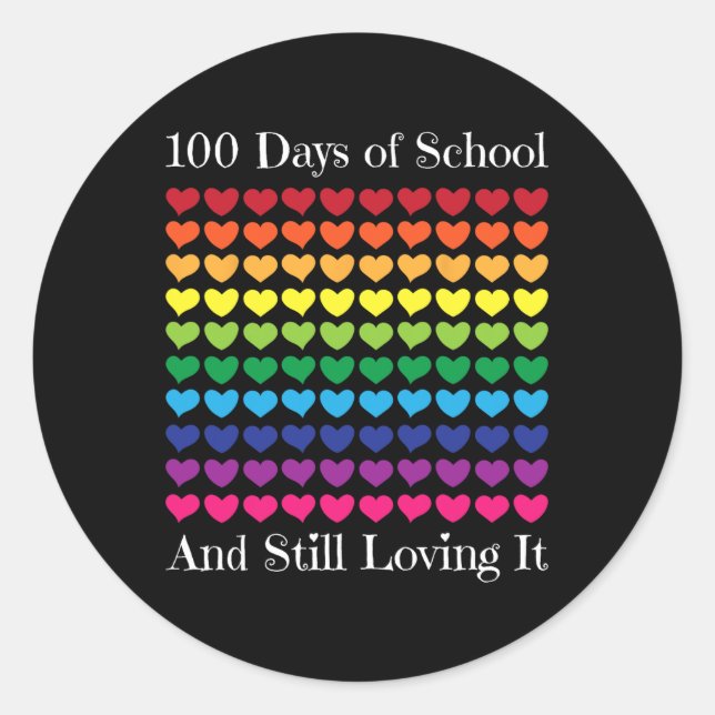 Sticker Rond Amour Du Coeur 100 Jours De L'École Professeur Gar (Devant)